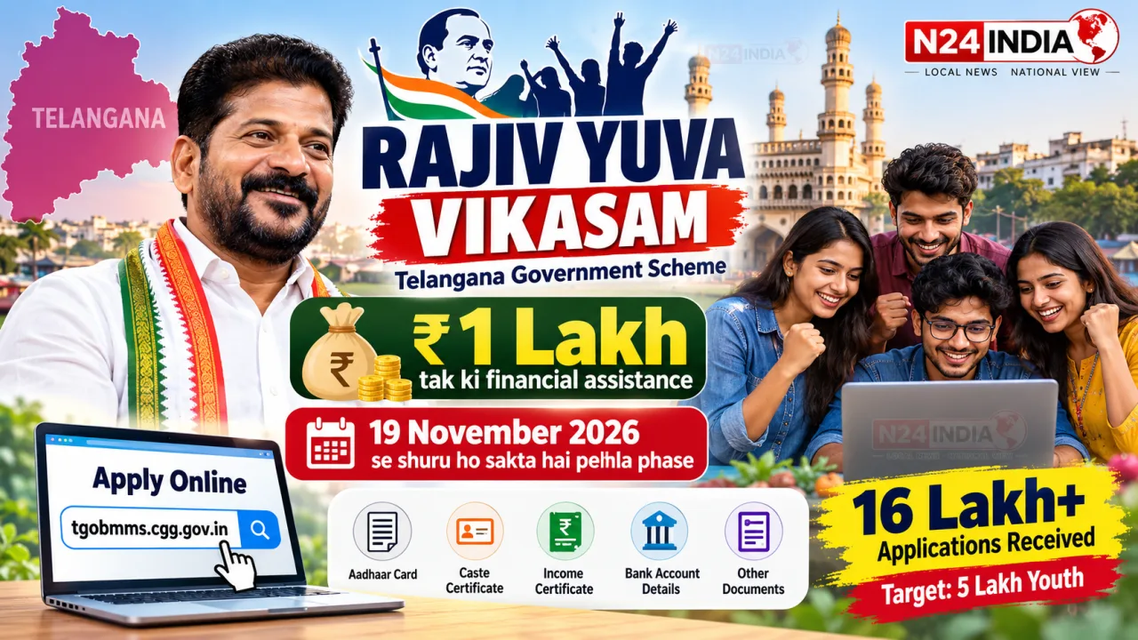 Rajiv Yuva Vikasam: Telangana ke yuvaon ko ₹1 lakh tak ki madad, 19 November se shuru ho sakta hai pehla phase.