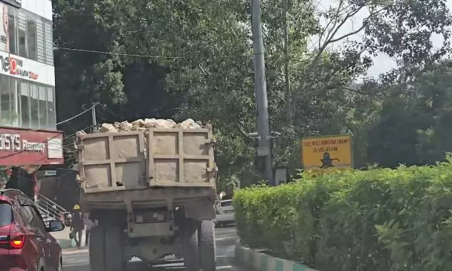 Stone Laden Lorries Raise Safety Concerns on Lanco Hills Road