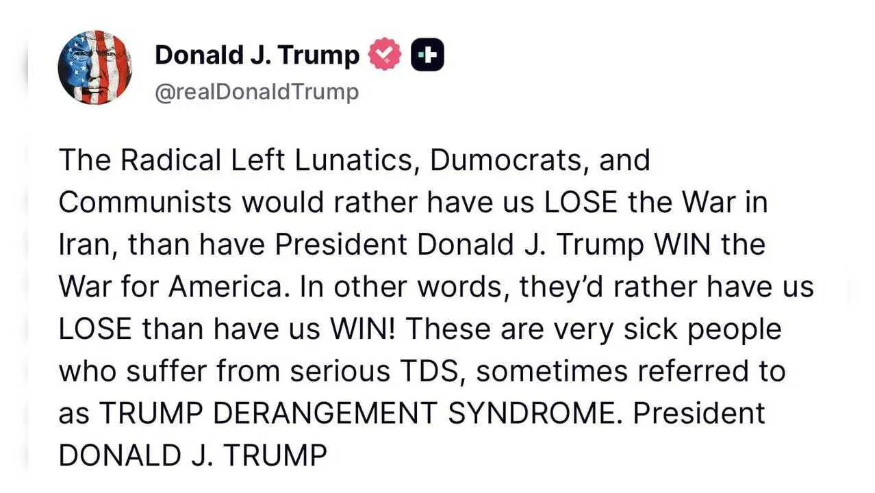 ‘They’d Rather Have Us LOSE’ Trump Accuses Democrats, ‘Radical Left’ of Wanting US to Lose Iran War