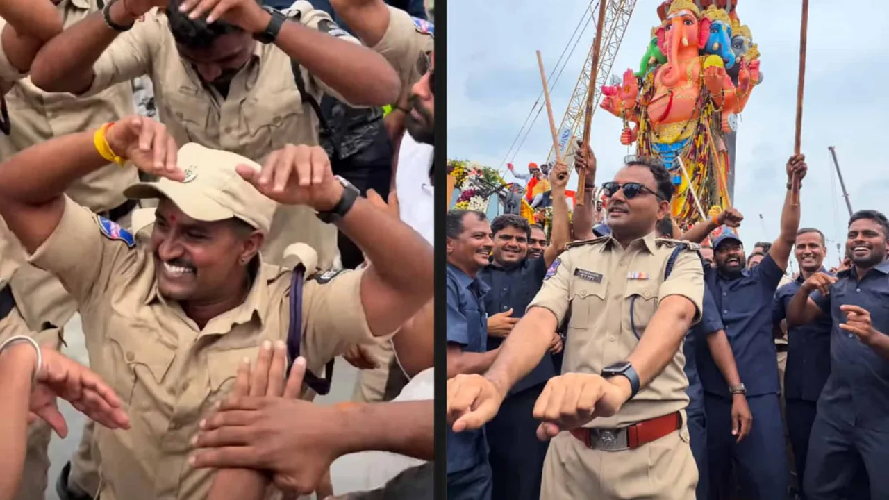 Watch: Hyderabad cops perform naagin dance at Ganesh immersion