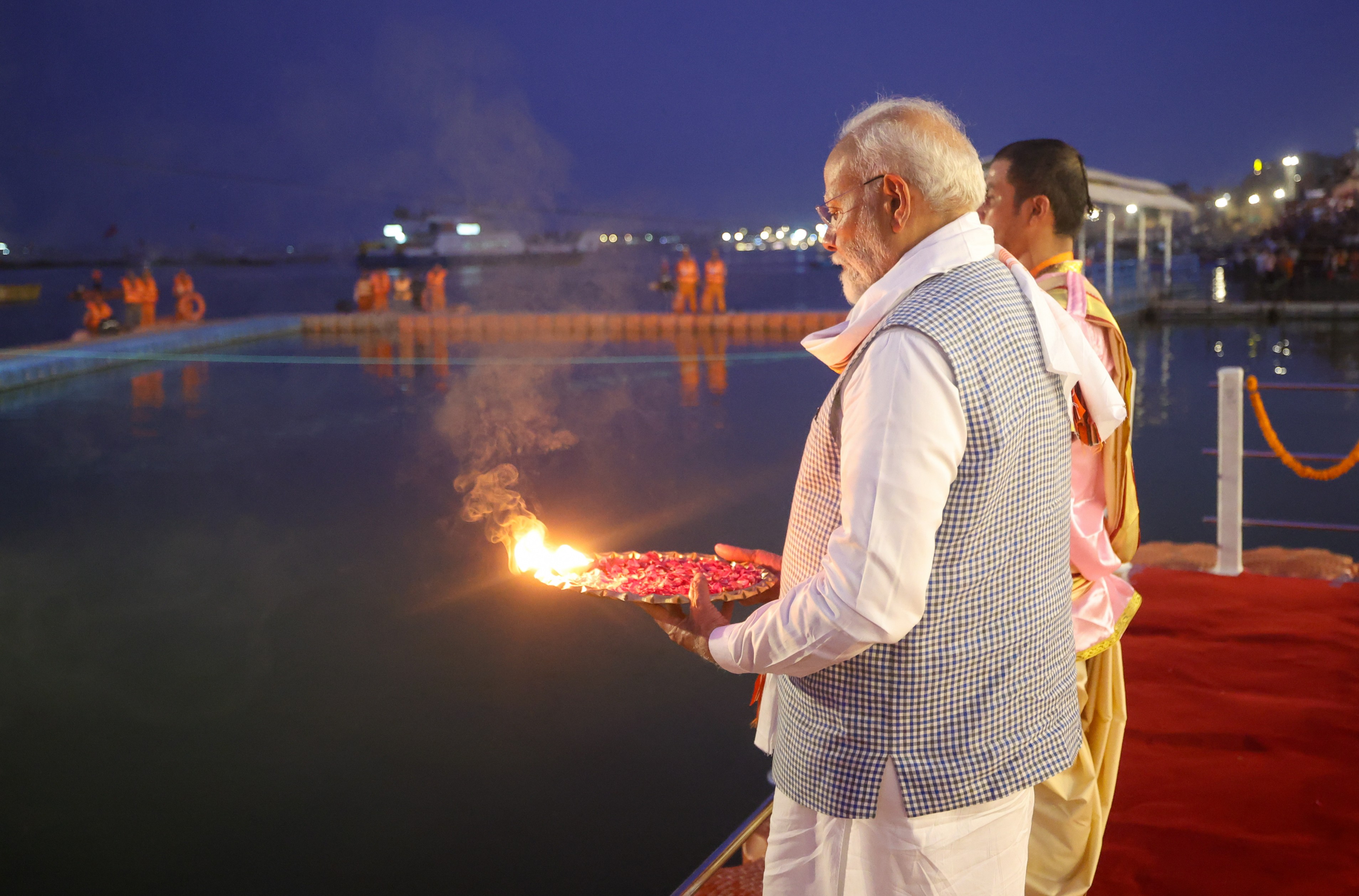 PM Modi performs Ganga Aarti at Varanasi Ghat (PTI) PM Modi performs Ganga Aarti at Varanasi Ghat (PTI)