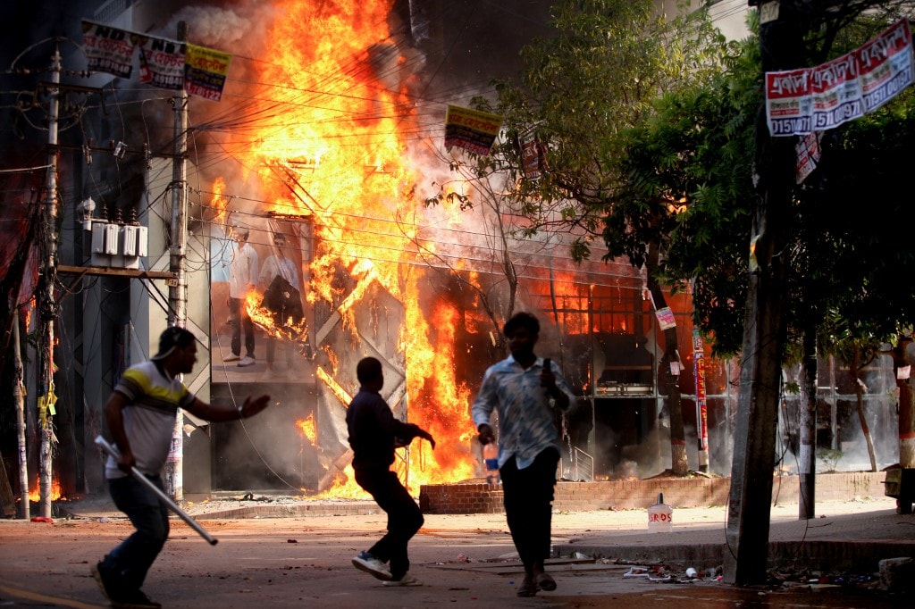 Several buildings were set on fire during the ongoing protests. Several buildings were set on fire during the ongoing protests.