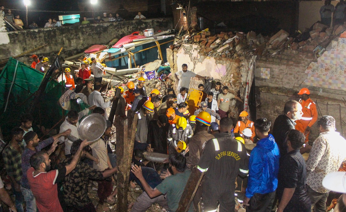Rescue operations after a house collapsed in Meerut on Saturday Rescue operations after a house collapsed in Meerut on Saturday