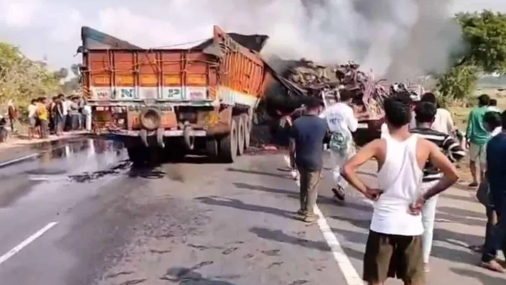Two killed as lorries collide, catch fire on Warangal-Khammam highway