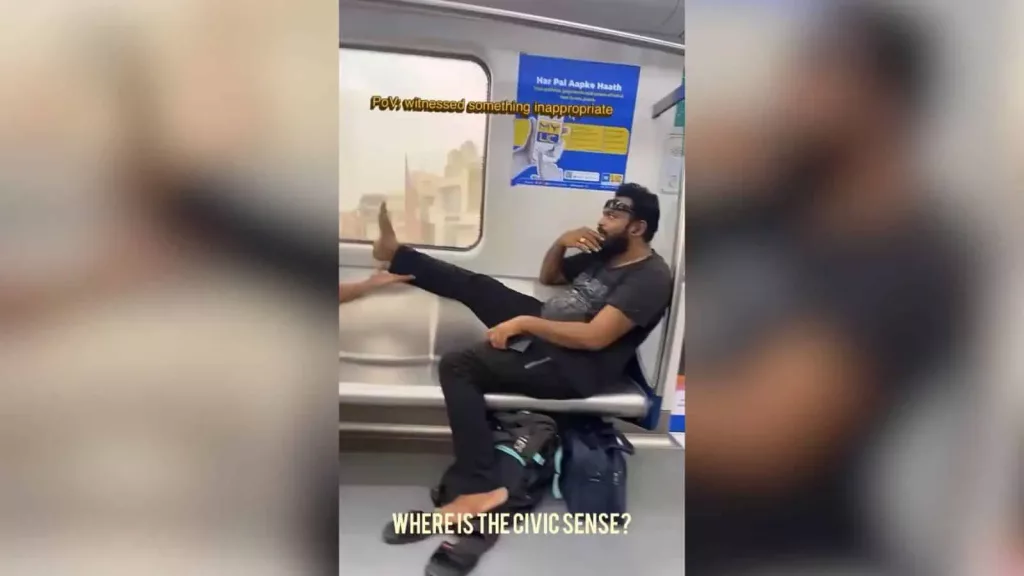 Man puts feet near co-passengers on Hyderabad Metro, sparks ire